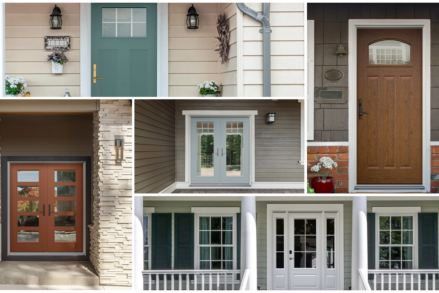 Composite image of many of the entry doors featured within the rest of the article.