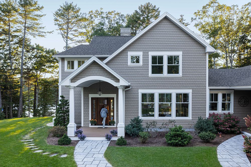 A two-story home with all new Renewal by Andersen windows. The homeowners chose full-frame replacement.