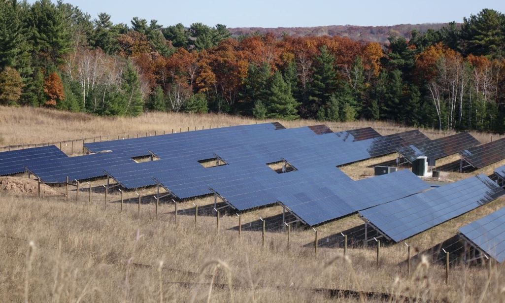 Solar panels in a field