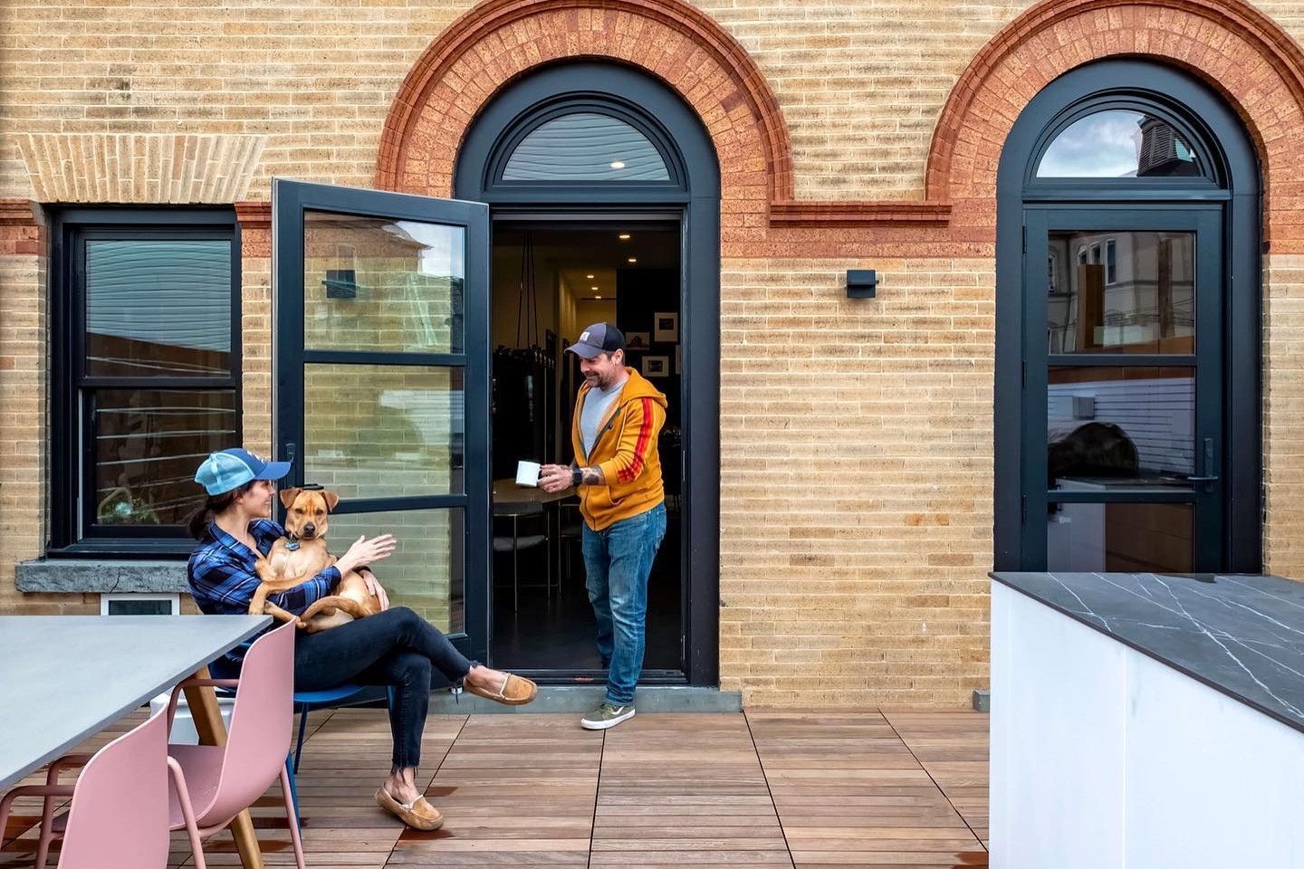 The outdoor kitchen and rooftop patio.