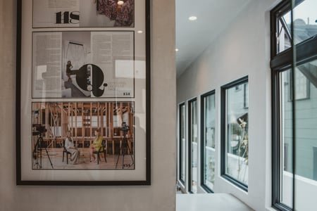 Breegan Jane's hallway with picture windows and art.