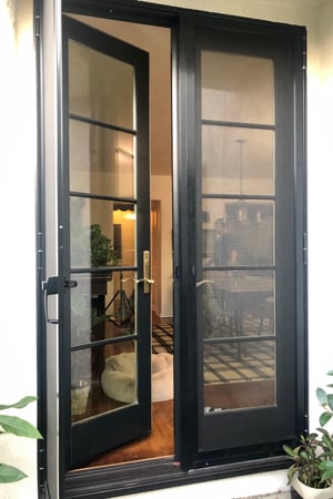 Patio doors A-series overlooking the patio and courtyard.