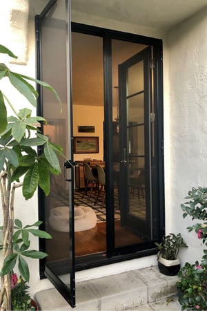 Patio doors A-series overlooking the patio and courtyard.