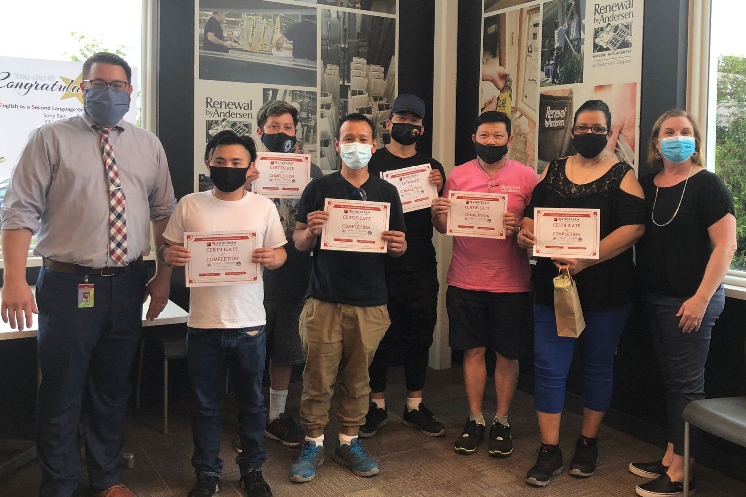 ESL program changes lives. Certificates being displayed